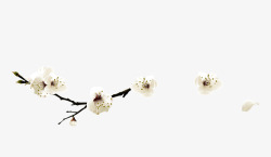 白色中国风花枝装饰图案素材