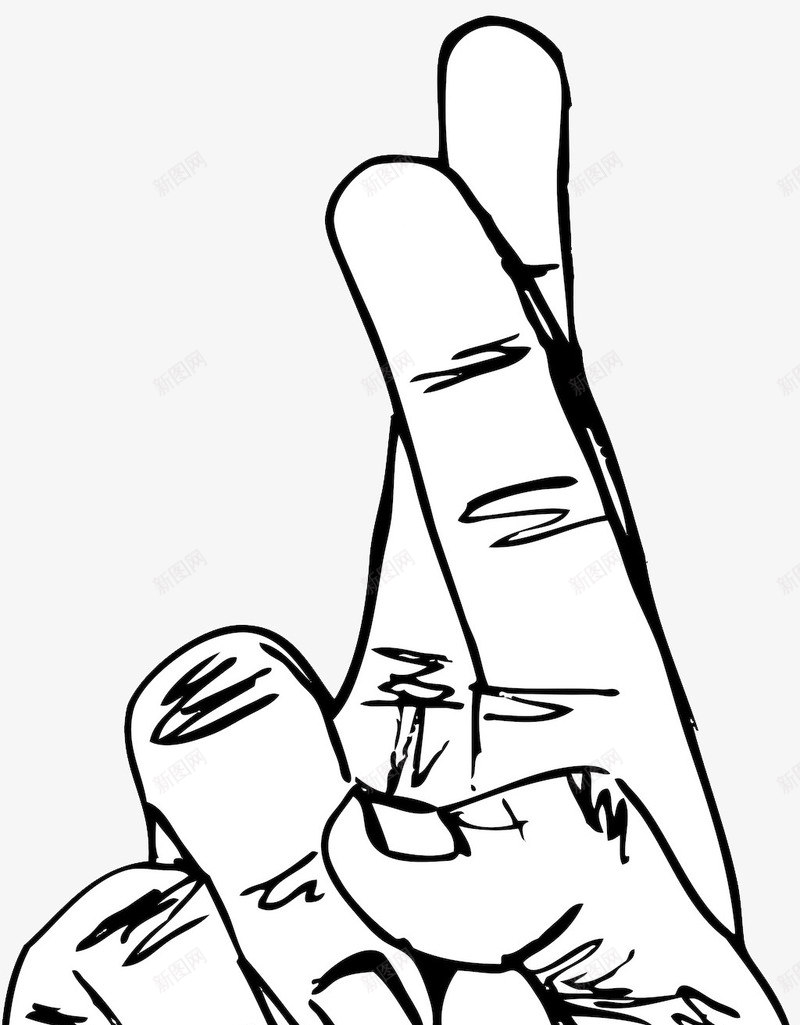 手绘黑白线条手指png免抠素材_新图网 https://ixintu.com 手指 手绘 素材 线条 黑白