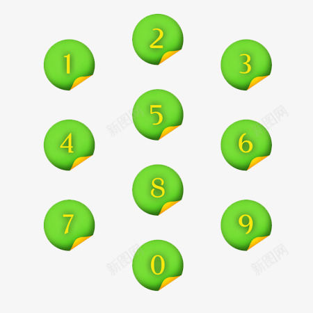 绿色数字按钮图标png_新图网 https://ixintu.com 图标 按钮 数字 绿色