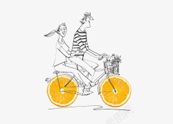骑自行车蔬果插画素材