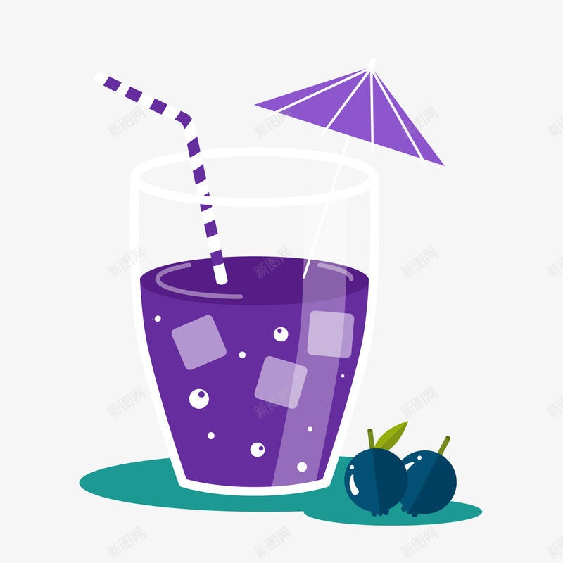 紫色蓝莓果汁png免抠素材_新图网 https://ixintu.com 卡通果汁 紫色果汁 背景装饰 蓝莓 饮料