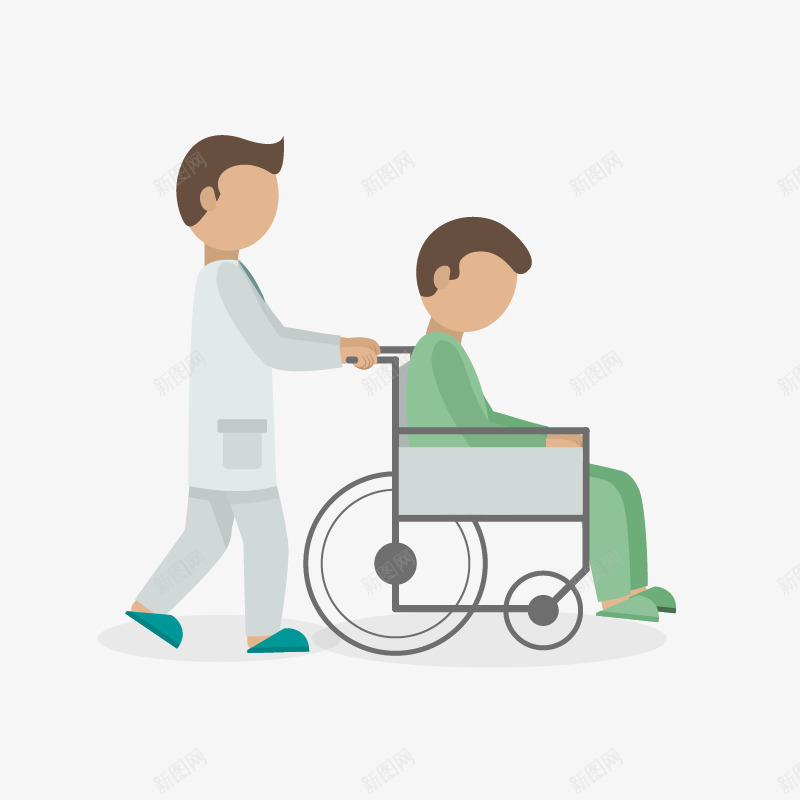 推轮椅png免抠素材_新图网 https://ixintu.com 住院 医生病人 医疗背景 医院 病人休息