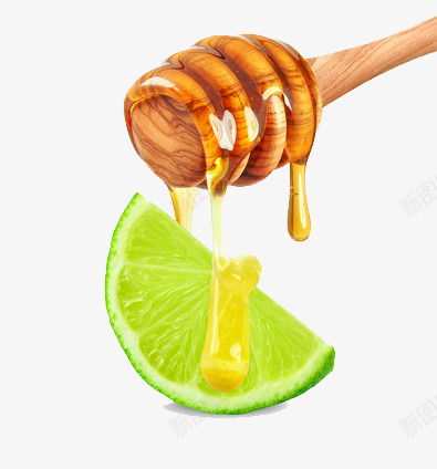 蜂蜜滴在柠檬上png免抠素材_新图网 https://ixintu.com 泡水 绿色 黄色