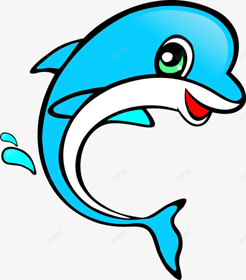 蓝色海豚宝宝png免抠素材_新图网 https://ixintu.com 卡通手绘 小海豚 蓝色 装饰