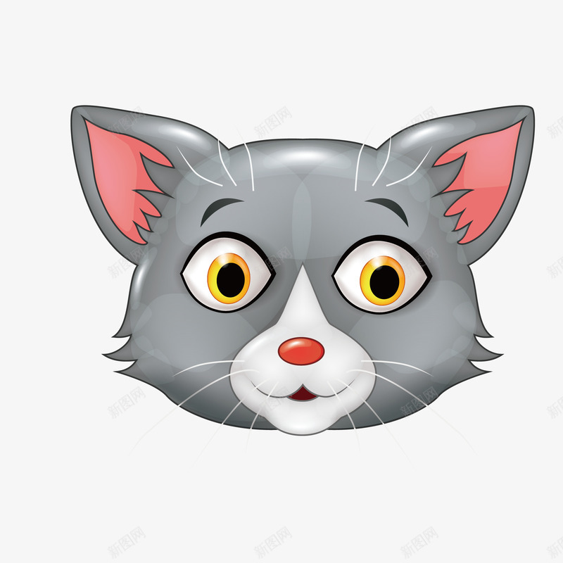 可爱的卡通猫咪头像png免抠素材_新图网 https://ixintu.com 动物 卡通 可爱的 头像 小猫咪 眼睛 胡须 金眼黑猫