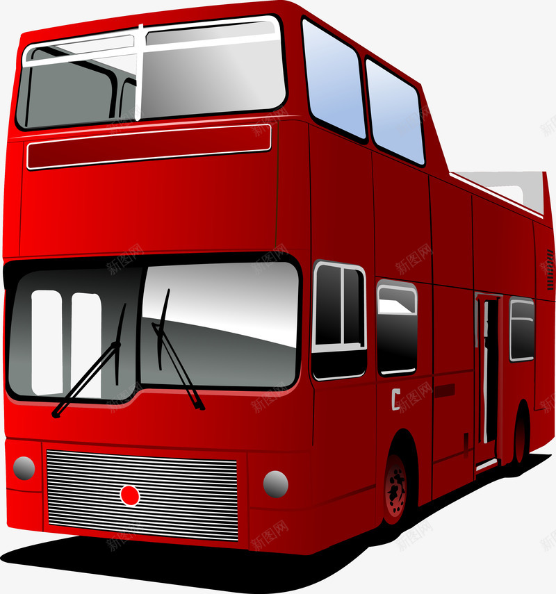 红色巴士png免抠素材_新图网 https://ixintu.com 交通工具 公交车 双层巴士 巴士 汽车 现代科技 电车 豪华大巴 车子