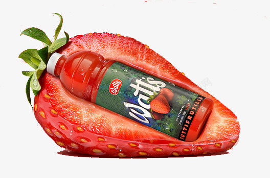 草莓和饮料png免抠素材_新图网 https://ixintu.com 瓶子 草莓 饮料 鲜果