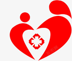 红色创意爱心医院标志素材