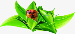 绿色粽子端午节剥开的粽子素材
