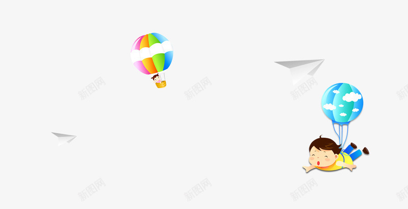 卡通png免抠素材_新图网 https://ixintu.com 卡通 婴儿 日用百货 母婴用品 热气球 飞机