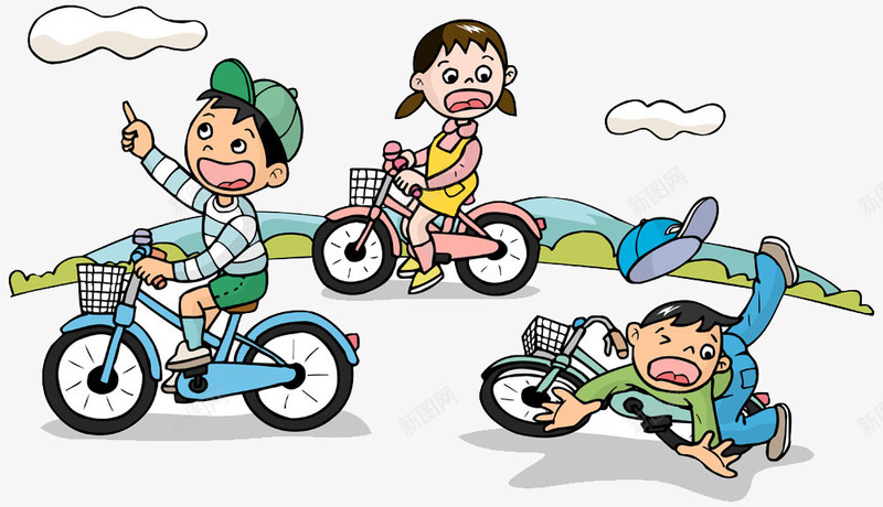 儿童骑车png免抠素材_新图网 https://ixintu.com 不小心骑车摔跤 儿童骑单车 儿童骑车 孩子们骑车游玩 小朋友骑自行车 骑单车去玩 骑自行车