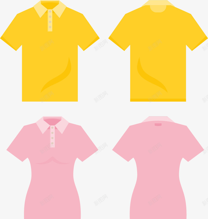 手绘彩色T恤png免抠素材_新图网 https://ixintu.com T恤 夏日服装 女款 手绘 男款 短袖 粉色T恤 黄色T恤