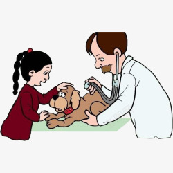 医院医生讲解卡通宠物狗看病高清图片