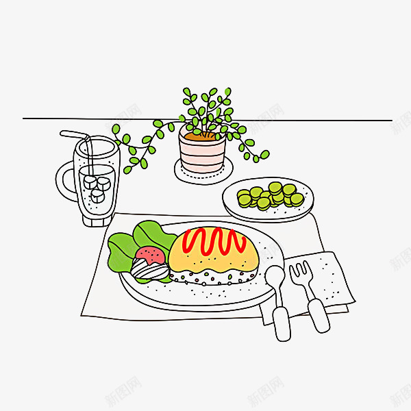 糕点美食png免抠素材_新图网 https://ixintu.com 厨房插画 植物 面包 食品 餐具 饮料