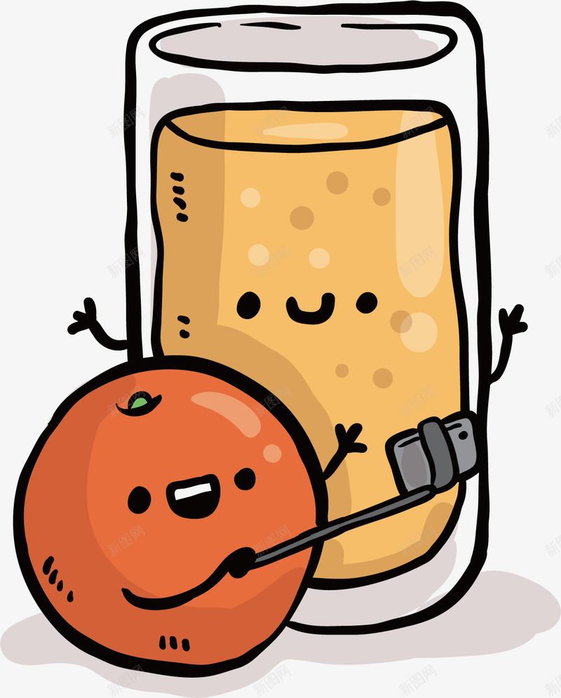 水彩可爱橙汁矢量图ai免抠素材_新图网 https://ixintu.com 卡通手绘 杯子 橙汁 水彩 水果 饮品 饮料 矢量图