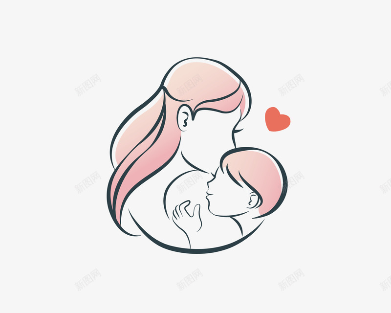 母子爱png免抠素材_新图网 https://ixintu.com 亲子拥抱 婴儿 拥抱 插画 母亲 母子 母爱