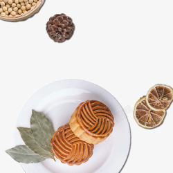 黄豆叶子中秋节月饼元素高清图片