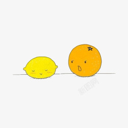 卡通手绘香橙和柠檬素材
