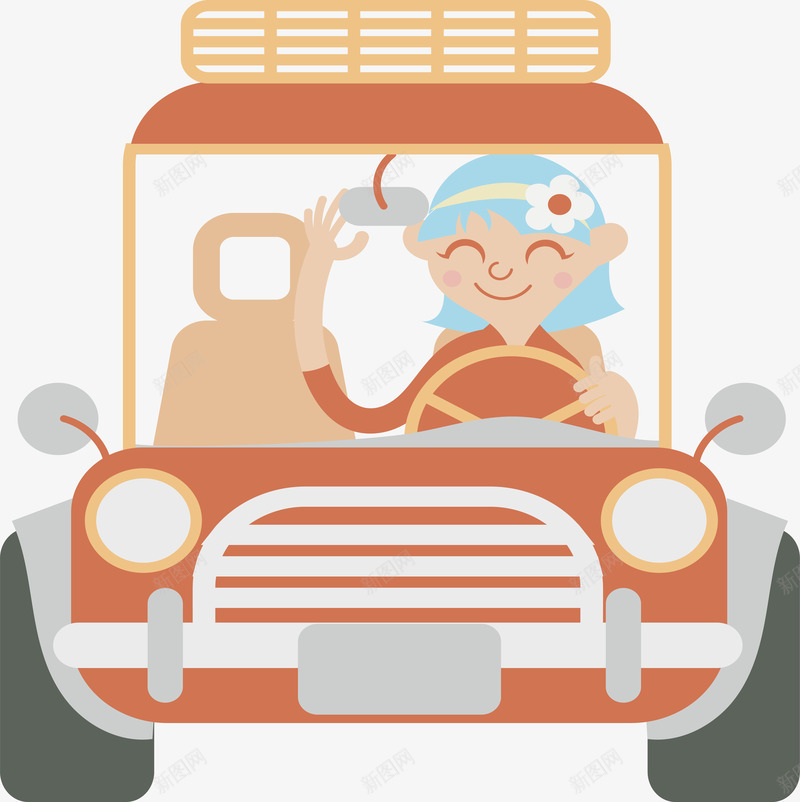 女司机插画png免抠素材_新图网 https://ixintu.com 交通 女司机设计 插画设计 现代 精美 马路杀手