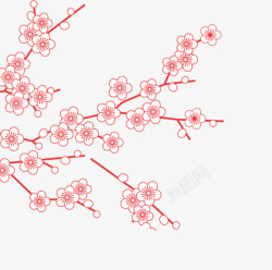 线条盛开的花朵矢量红色花朵高清图片