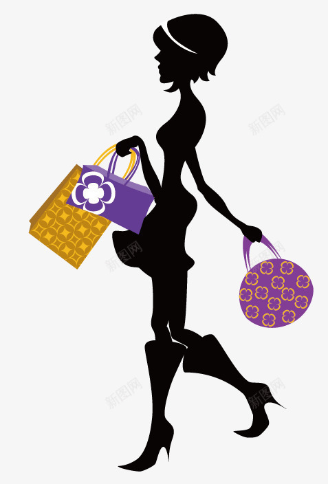 购物女孩png免抠素材_新图网 https://ixintu.com 女孩剪影 女生拎购物袋 购物女孩 购物袋 逛街女孩
