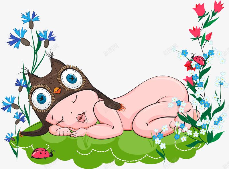 手绘可爱睡着的宝宝png免抠素材_新图网 https://ixintu.com 呼呼睡着的宝宝 宝宝 宝宝睡着了 睡宝宝 睡着的孩子 睡觉的宝宝 趴着睡