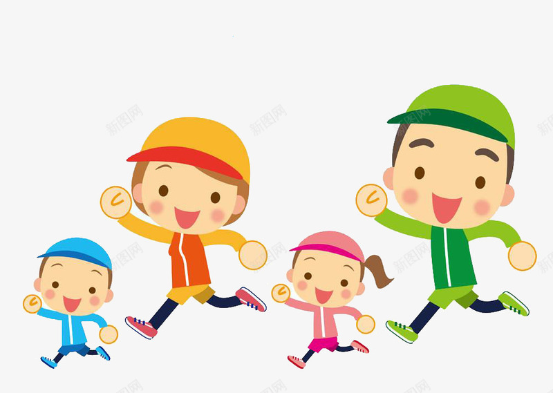 一家人跑步照片png免抠素材_新图网 https://ixintu.com 一家人 卡通 可爱 家庭照片 幸福 开心 彩色 手绘