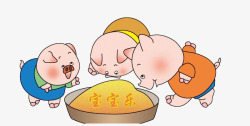 吃食的小猪三只小猪高清图片