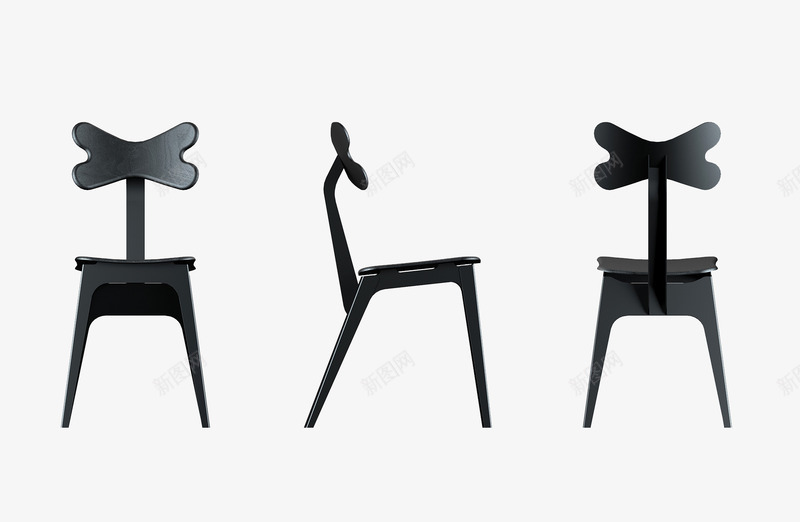 现代黑色椅子三视图png免抠素材_新图网 https://ixintu.com PNG 三视图 坐位 坐席 座位 椅子 现代 造型创意