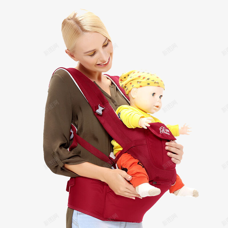 婴儿背带png免抠素材_新图网 https://ixintu.com 多功能 婴儿背带 抱婴腰凳 透气双肩