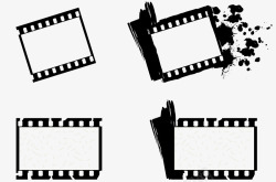 黑色几何手绘电影胶片边框素材