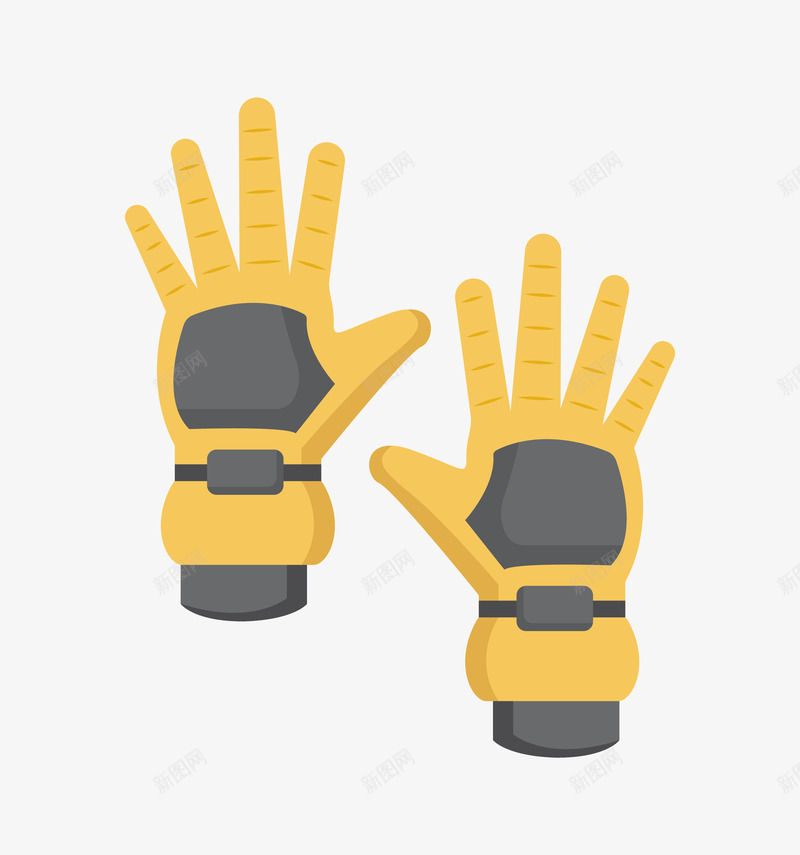 黄色卡通手套简图png免抠素材_新图网 https://ixintu.com 卡通 手套 手指 手绘图 男士手套 黄色手套