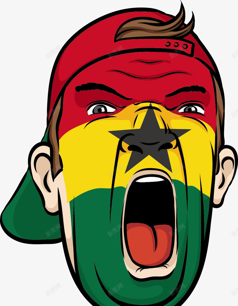 加纳png免抠素材_新图网 https://ixintu.com 世界杯 人像 国旗 国旗涂鸦 头像 涂鸦