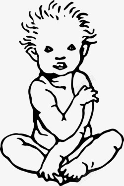 坐着的婴儿宝宝手绘素材