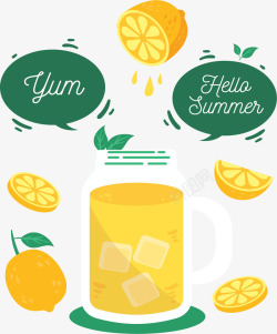 美味柠檬汁你好夏天矢量图素材