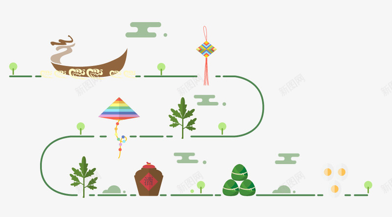 端午节装饰png免抠素材_新图网 https://ixintu.com 端午节 粽子 装饰图 装饰画 龙舟