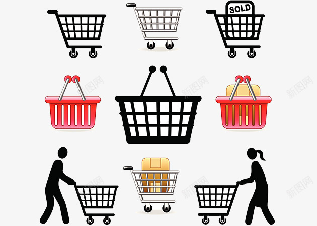 购物车图标psd_新图网 https://ixintu.com 图标设计 手推车 推购物车 超市