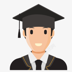 毕业生头像黑色戴学士帽的毕业生头像矢量图高清图片