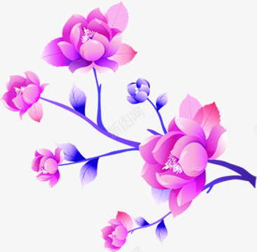 手绘粉紫色花朵花枝png免抠素材_新图网 https://ixintu.com 紫色 花朵 花枝