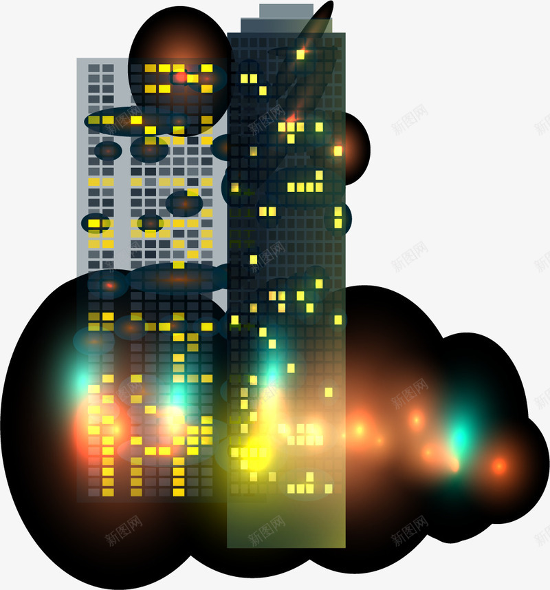 夜色都市装饰图案png免抠素材_新图网 https://ixintu.com 免抠PNG 华灯初上 夜晚 夜色 大楼 建筑 楼房 灯光 灯红酒绿 繁华灯光 高楼大厦