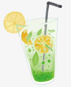 一杯绿色的柠檬水素材