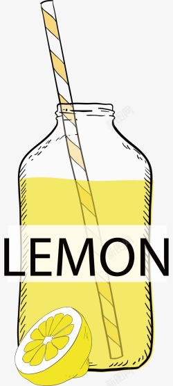 柠檬苏打水黄色的苏打水气泡水矢量图高清图片
