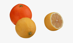 橙子柠檬水果黄色柠檬切片装饰素材