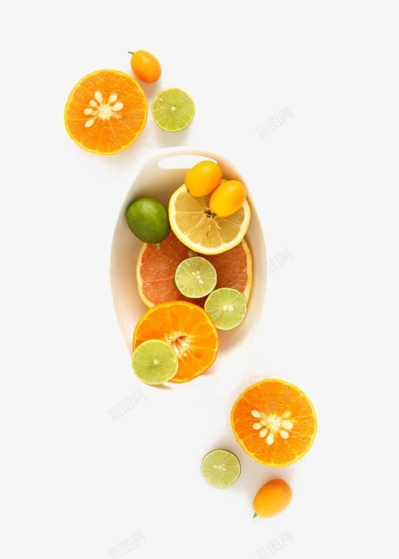 清新水果png免抠素材_新图网 https://ixintu.com 创意水果 文艺 果盘 柠檬 柿子 橙子瓣 清新 甜橙