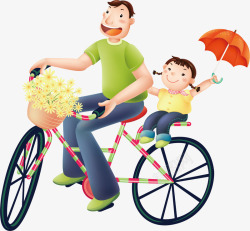 带孩子的父亲父亲骑车带孩子高清图片