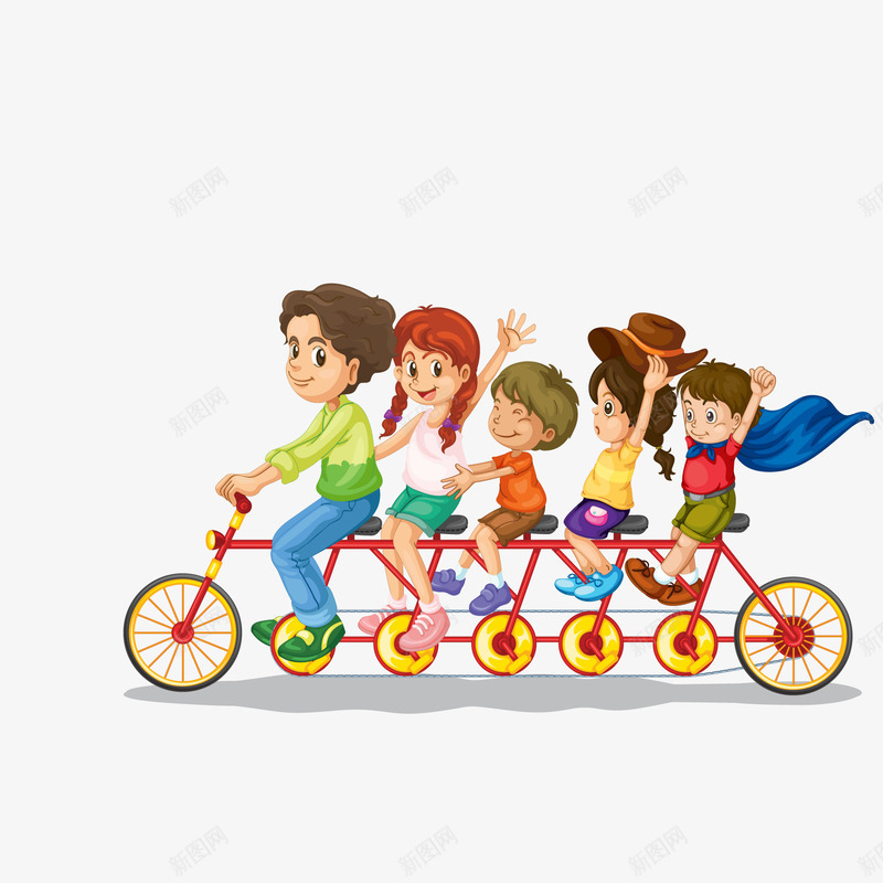卡通骑单车的孩子们矢量图ai免抠素材_新图网 https://ixintu.com 人物设计 儿童节 单车 卡通 玩耍 矢量图