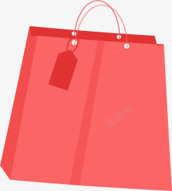 纯色购物袋618购物节红色购物袋高清图片