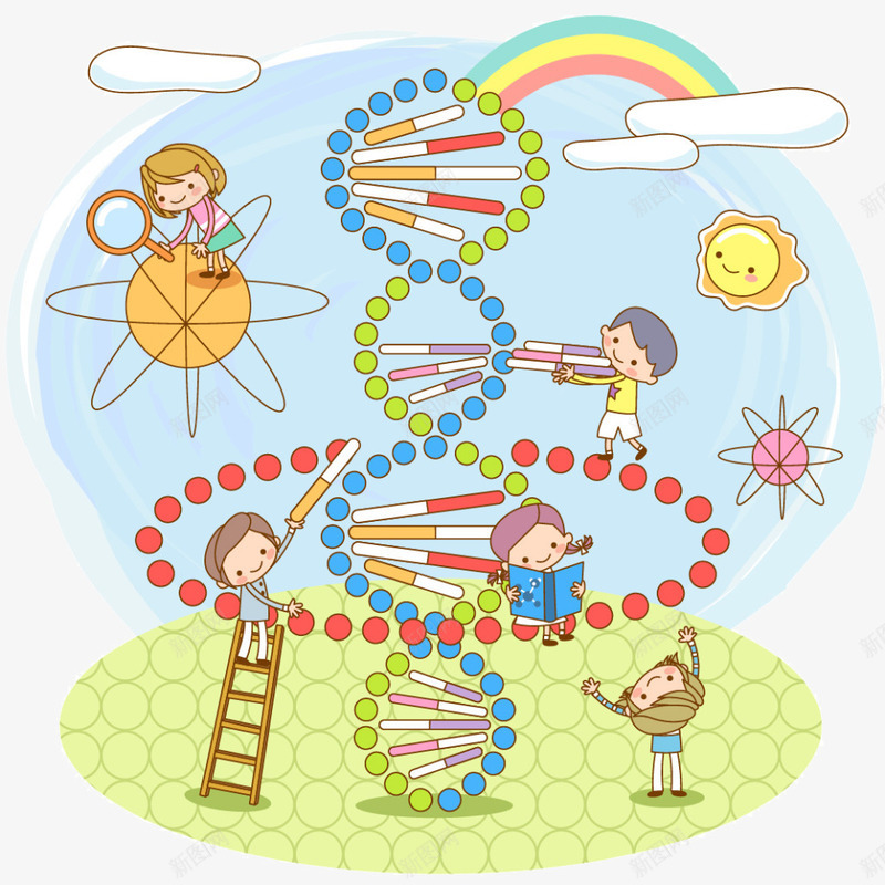 卡通医院基因检查png免抠素材_新图网 https://ixintu.com 医院素材 卡通矢量 基因检查