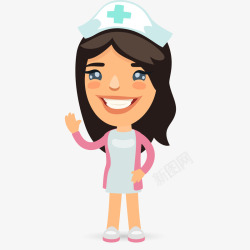 护士小姐招手打招呼的护士小姐高清图片