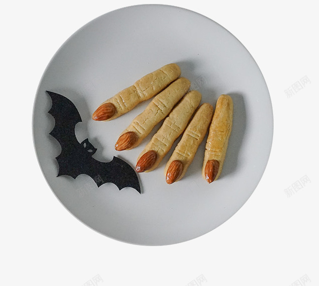 手指饼干png免抠素材_新图网 https://ixintu.com 万圣节 女巫手指 手指饼干 盘子 蝙蝠 饼干